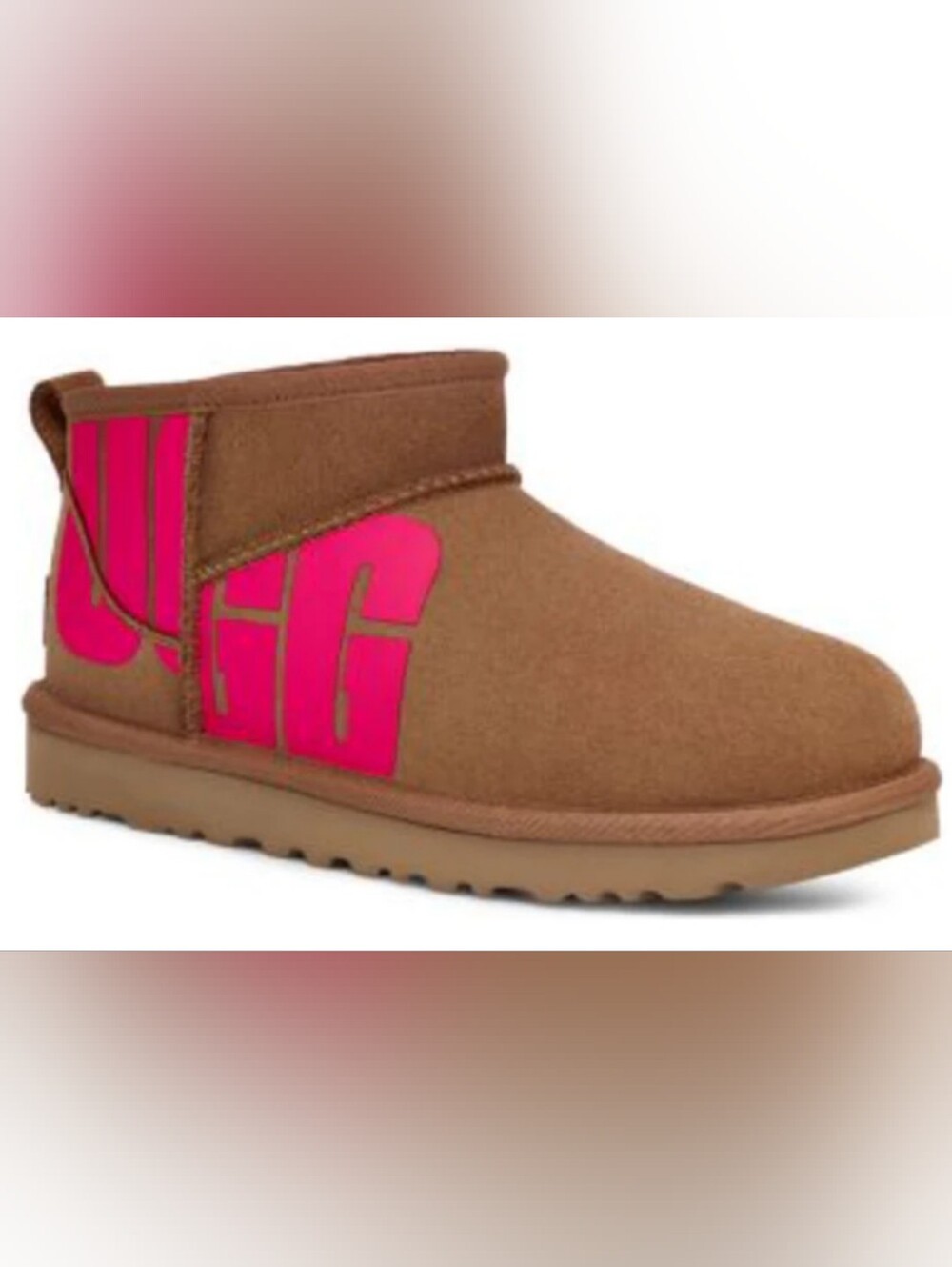 UGG Classic Ultra Mini Broken Logo 'Chestnut Pink' Boots Size 8 NWOT MSRP $150